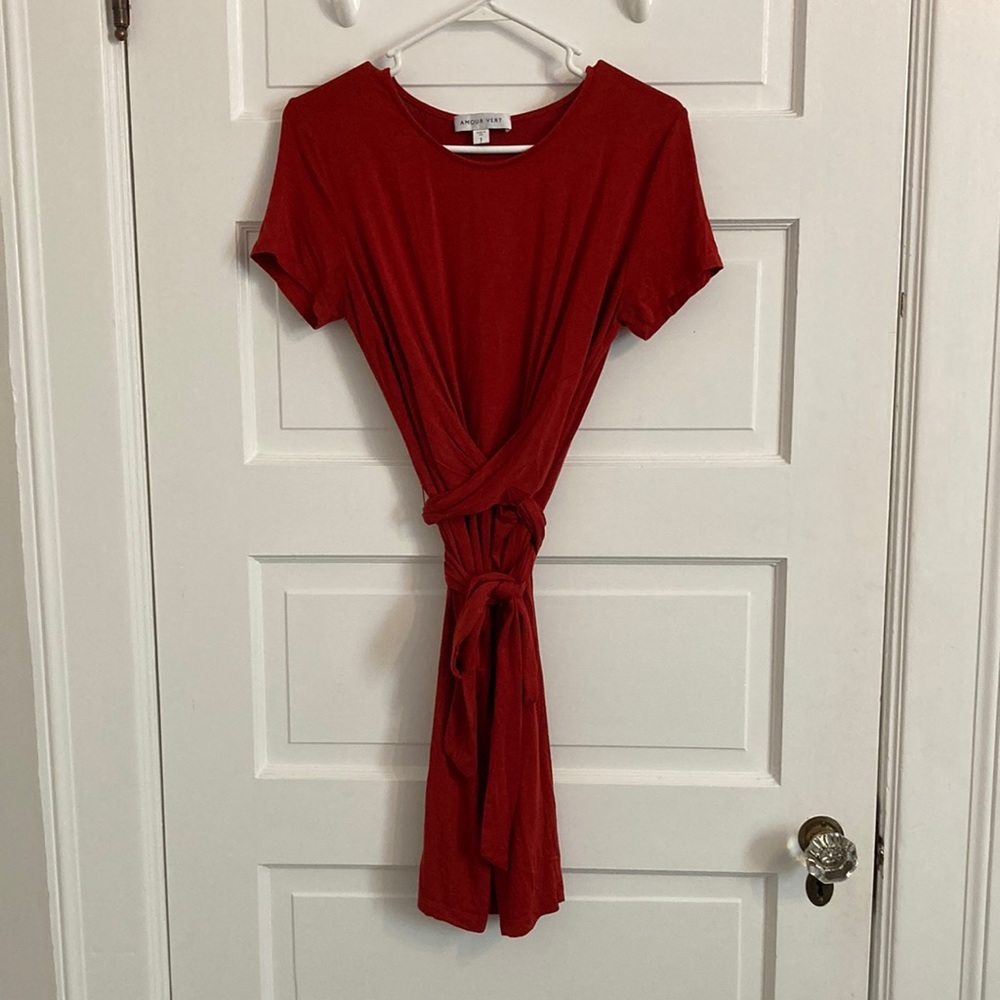 Amour Vert red dress with wrap detail